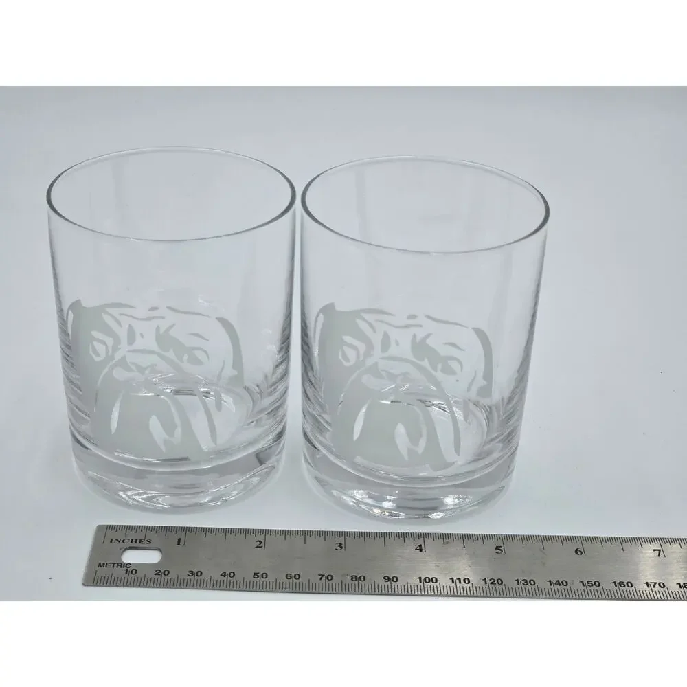 Williams Sonoma English Bulldog Rocks Glasses Set Of 2